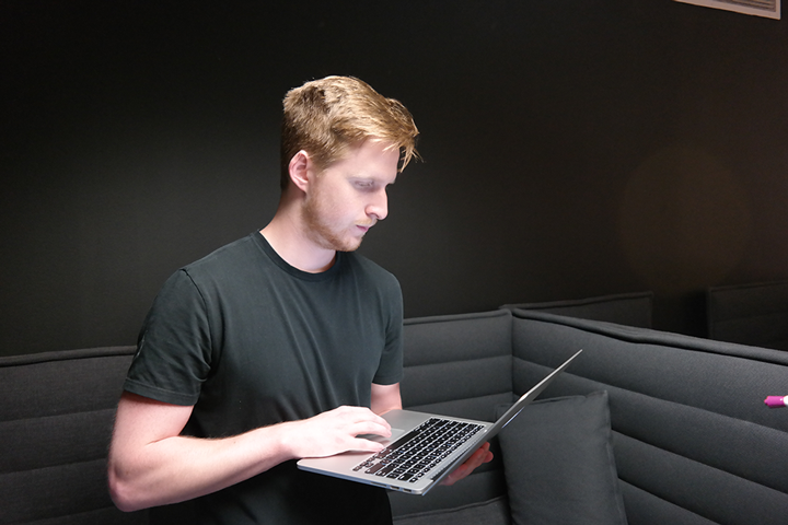 Searching Person searching through documents.