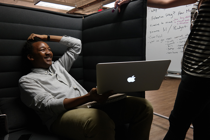 Searching Person searching through documents.