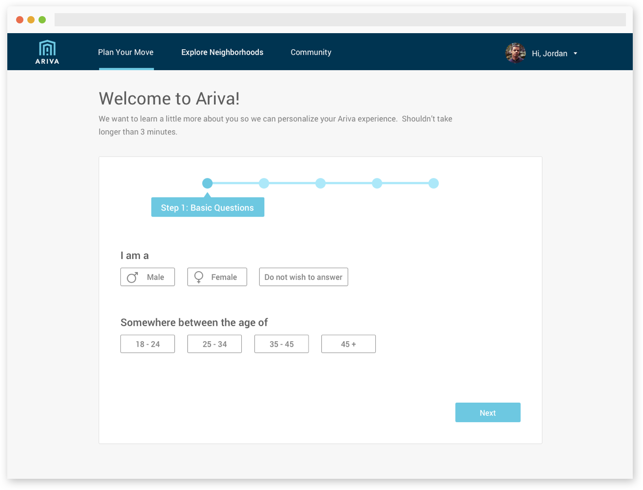 Onboarding flow Onboarding flow; step 1.
