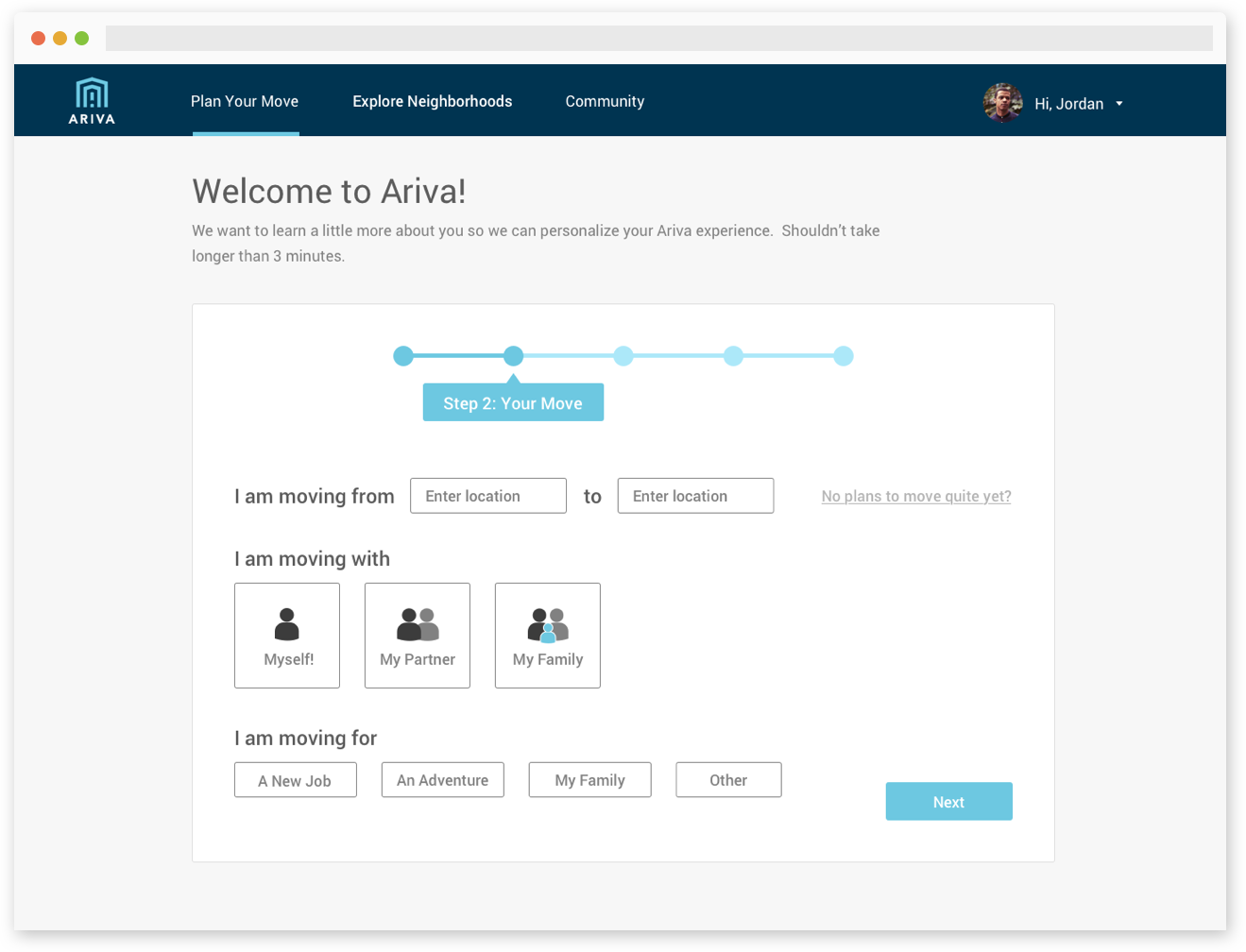 Onboarding flow Onboarding flow; step 2.