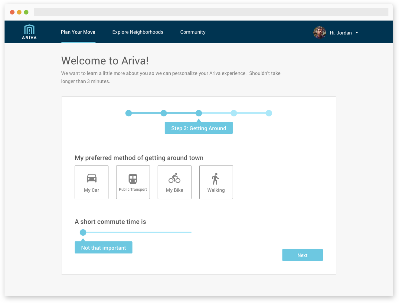 Onboarding flow Onboarding flow; step 3.